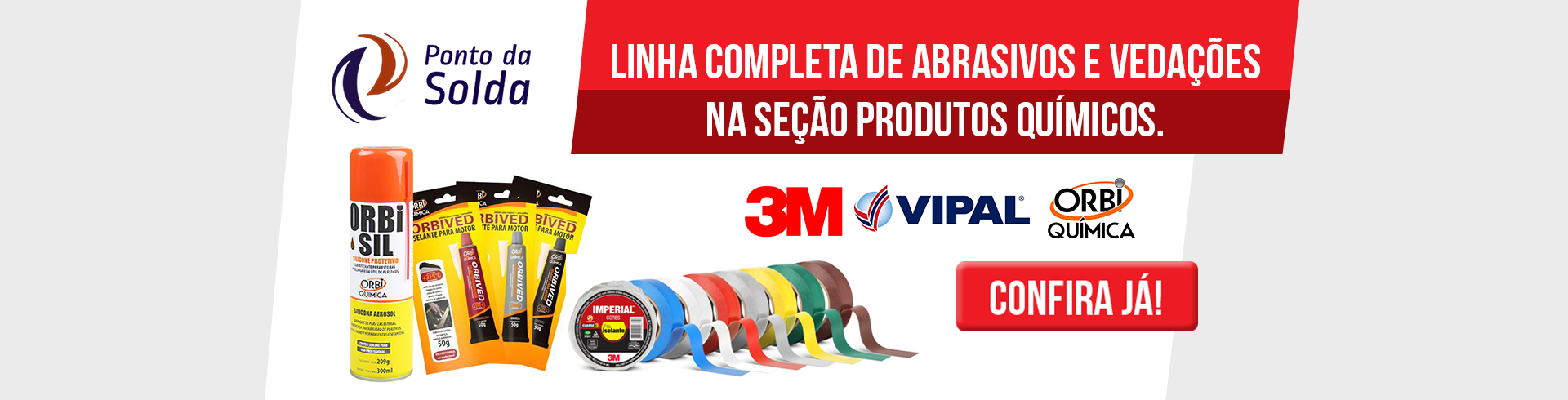 Linha completa de abrasivos e vedações na seção Produtos Químicos